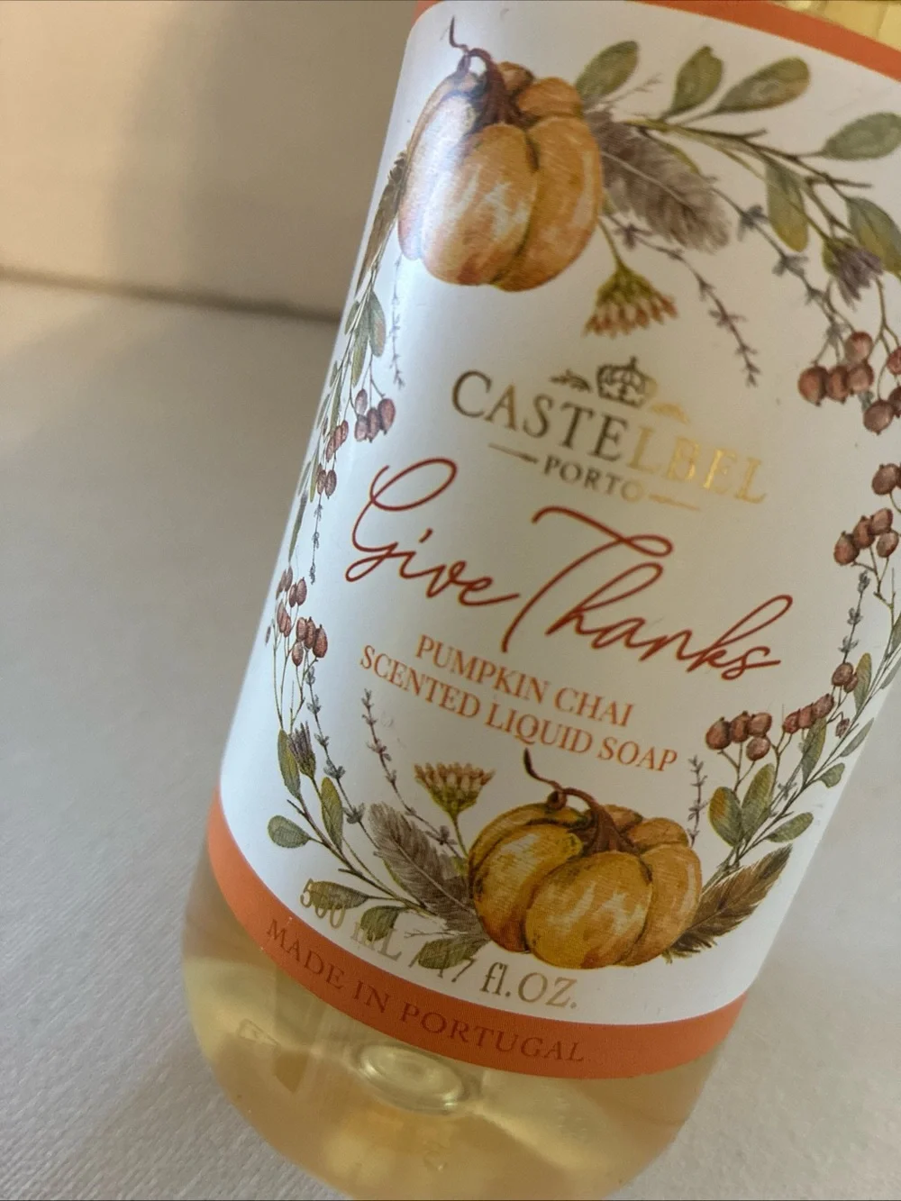 Castelbel Give Thanks Pumpkin Chai Liquid Hand Soap 17. Fl